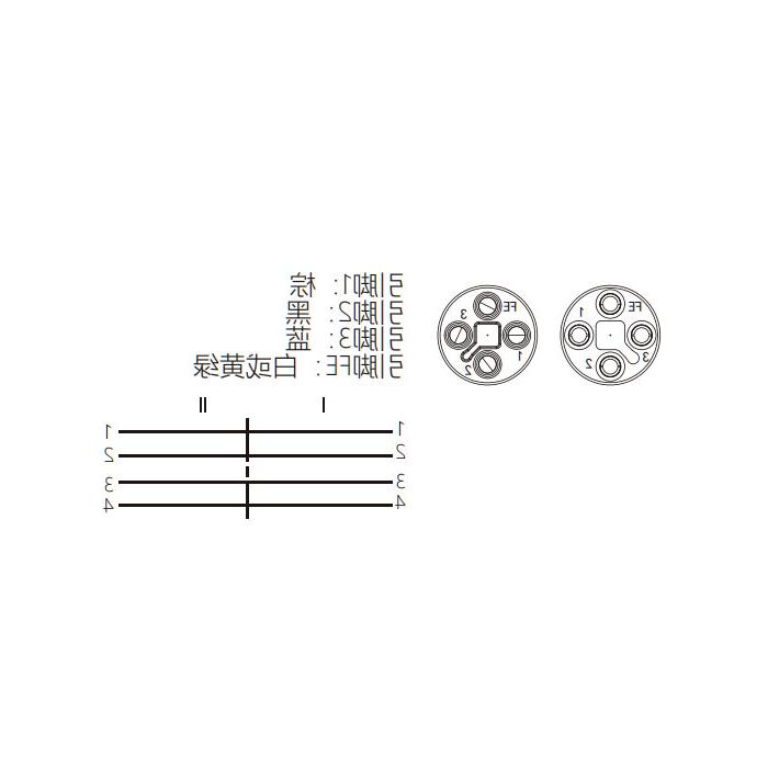 M12 4Pin T-coded、母头90°转公头90°、双端预铸PVC非柔性电缆、灰色护套、64TD61-XXX